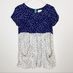 Anthropologie HD IN PARIS Tunic Dress size 0 - Blue White Pockets Whimsicore